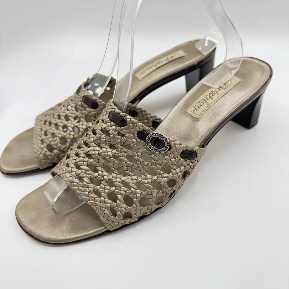 Brighton Tifany Gold Metallic Braided Leather Slide 2.5